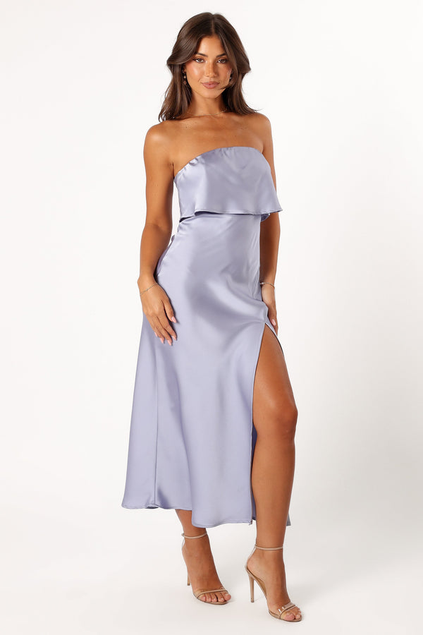 Petal and Pup USA DRESSES Vienna Strapless Midi Dress - Blue