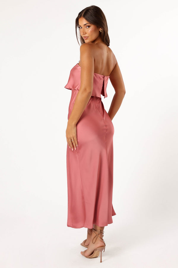 Petal and Pup USA DRESSES Vienna Strapless Midi Dress - Dusty Rose