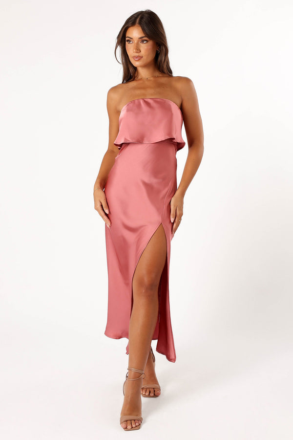 Petal and Pup USA DRESSES Vienna Strapless Midi Dress - Dusty Rose