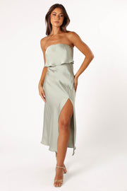 Petal and Pup USA DRESSES Vienna Strapless Midi Dress - Sage