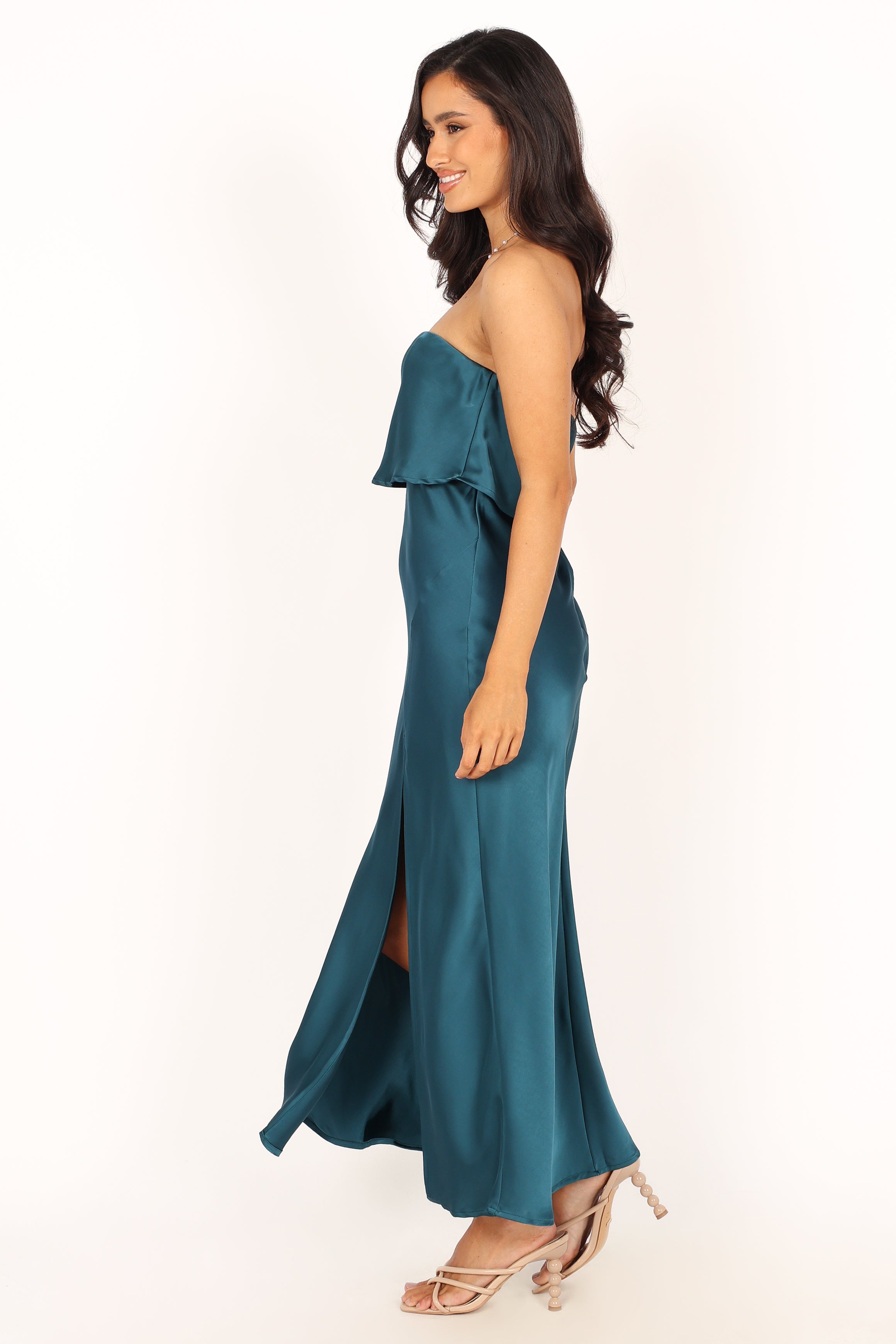 Petal and Pup USA DRESSES Vienna Strapless Midi Dress - Teal
