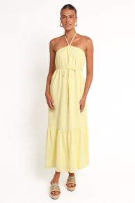 Petal and Pup USA DRESSES View Halterneck Maxi Dress - Lemon