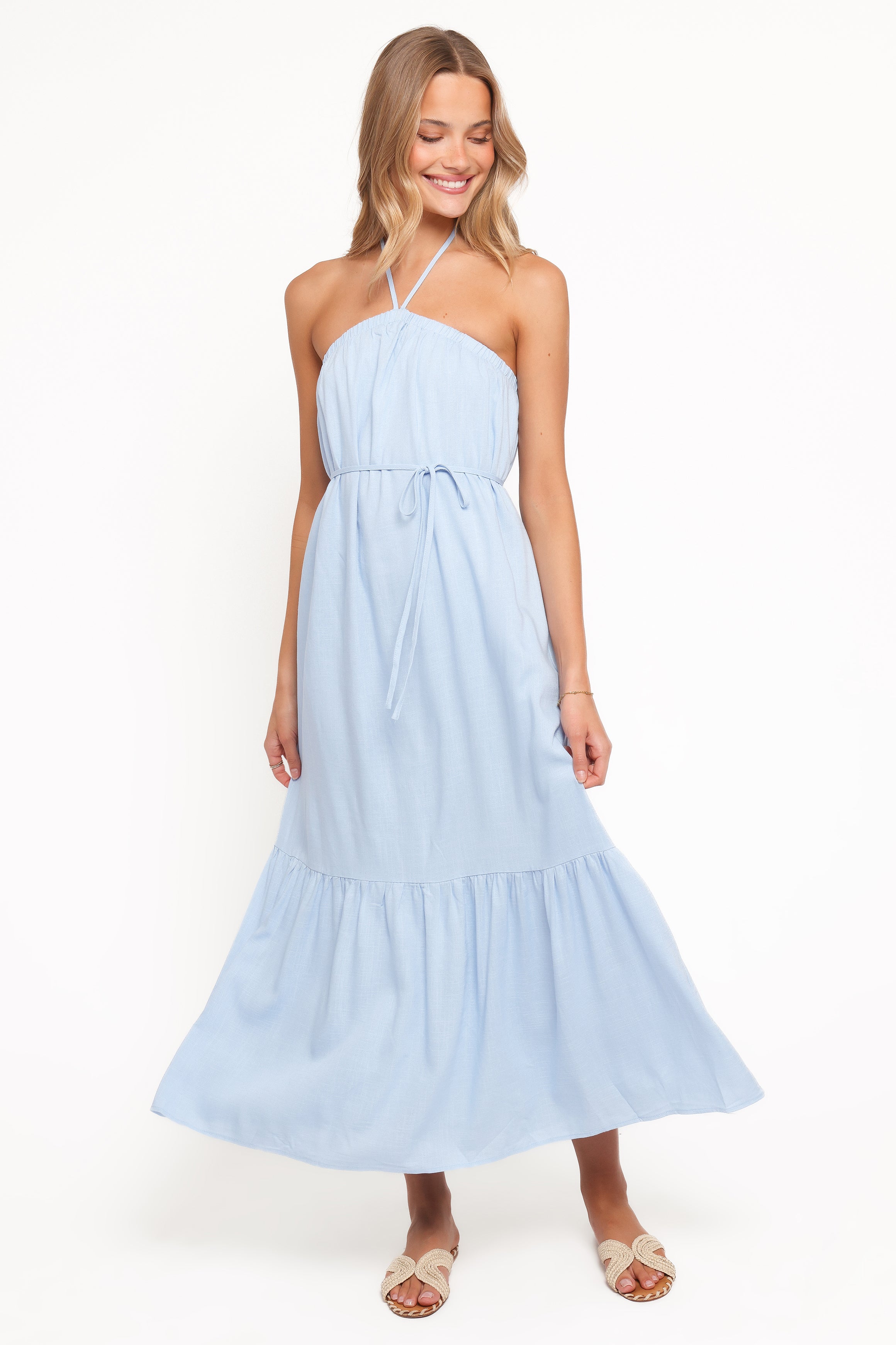 Petal and Pup USA DRESSES View Halterneck Maxi Dress - Pale Blue