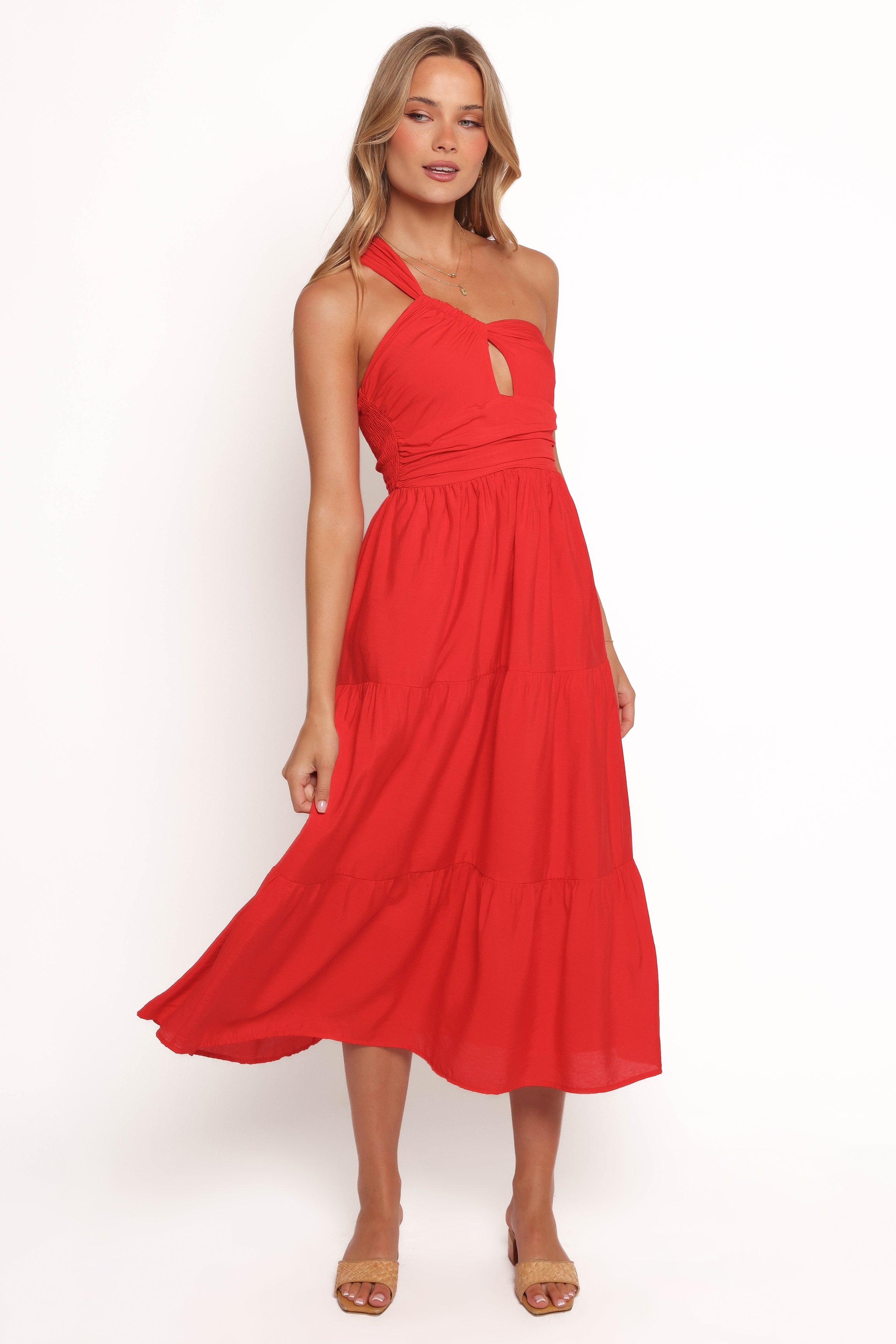 Petal and Pup USA DRESSES Vinny One Shoulder Maxi Dress - Red