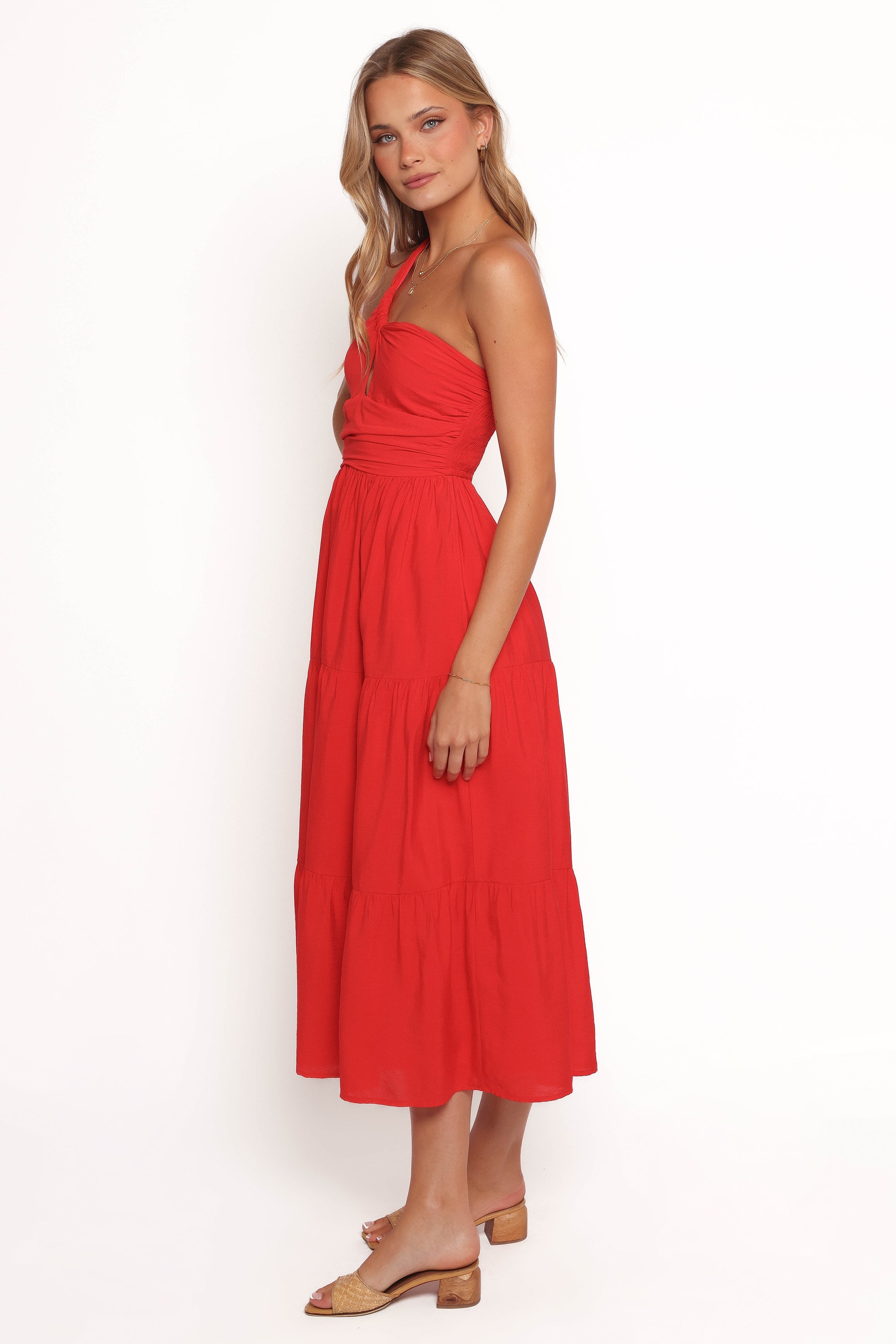 Petal and Pup USA DRESSES Vinny One Shoulder Maxi Dress - Red