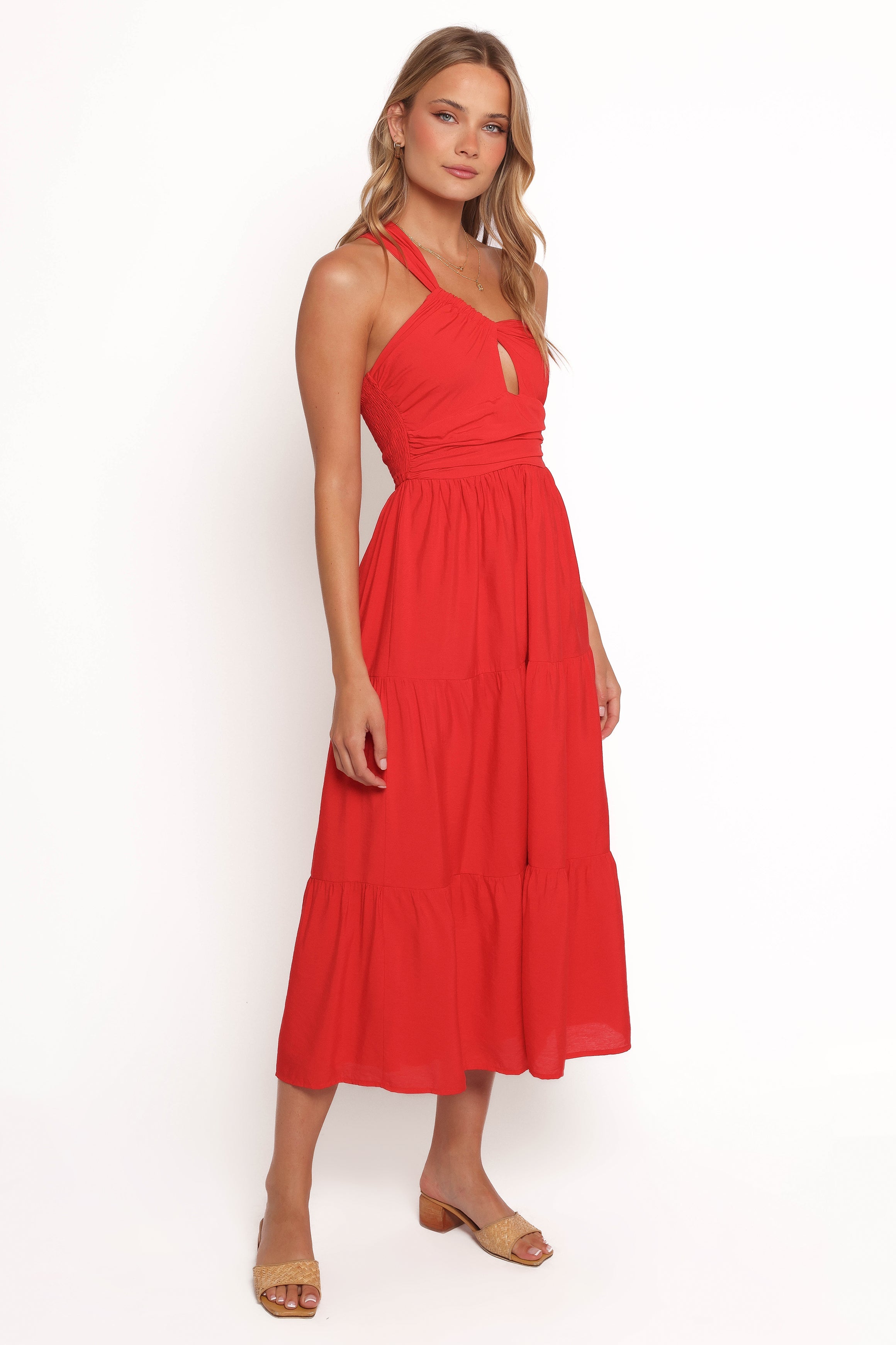 Petal and Pup USA DRESSES Vinny One Shoulder Maxi Dress - Red