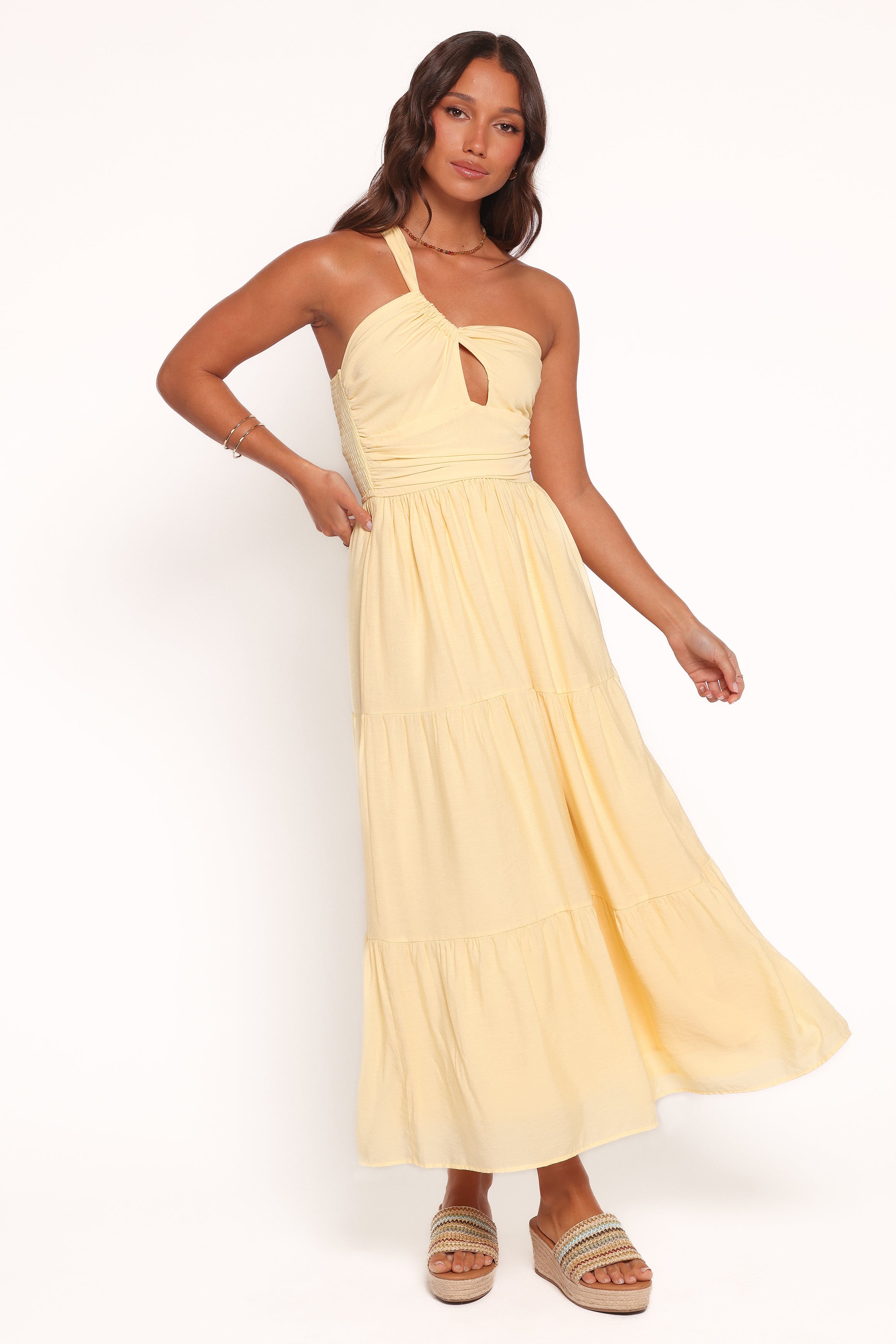 Petal and Pup USA DRESSES Vinny One Shoulder Maxi Dress - Yellow