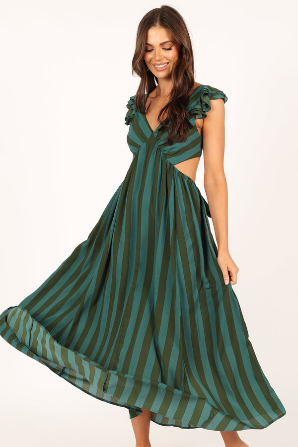 Petal and Pup USA DRESSES Viola Maxi Dress - Green Stripe