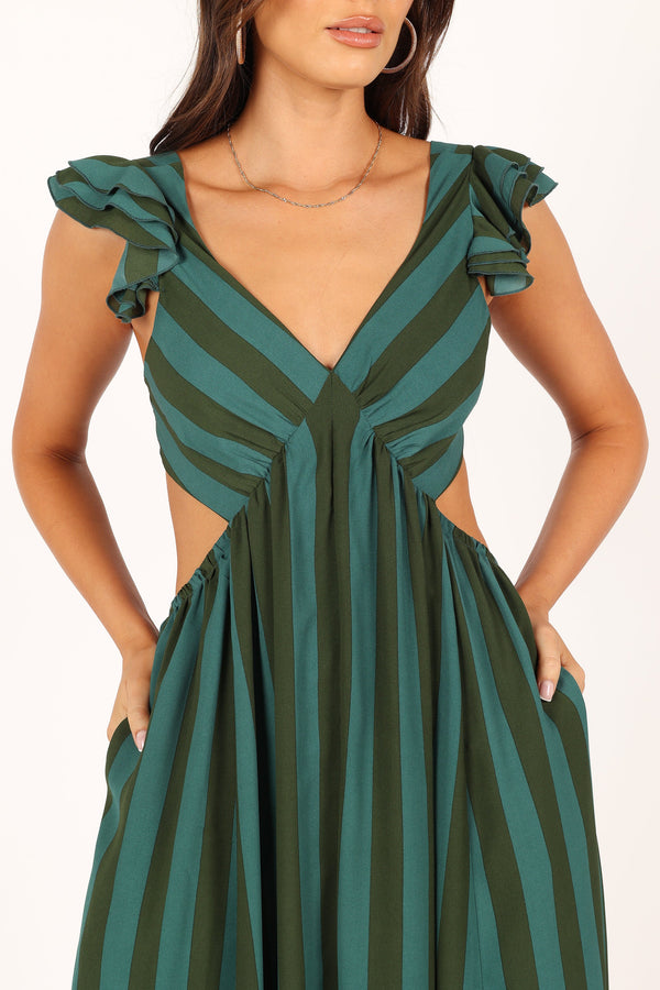 Petal and Pup USA DRESSES Viola Maxi Dress - Green Stripe