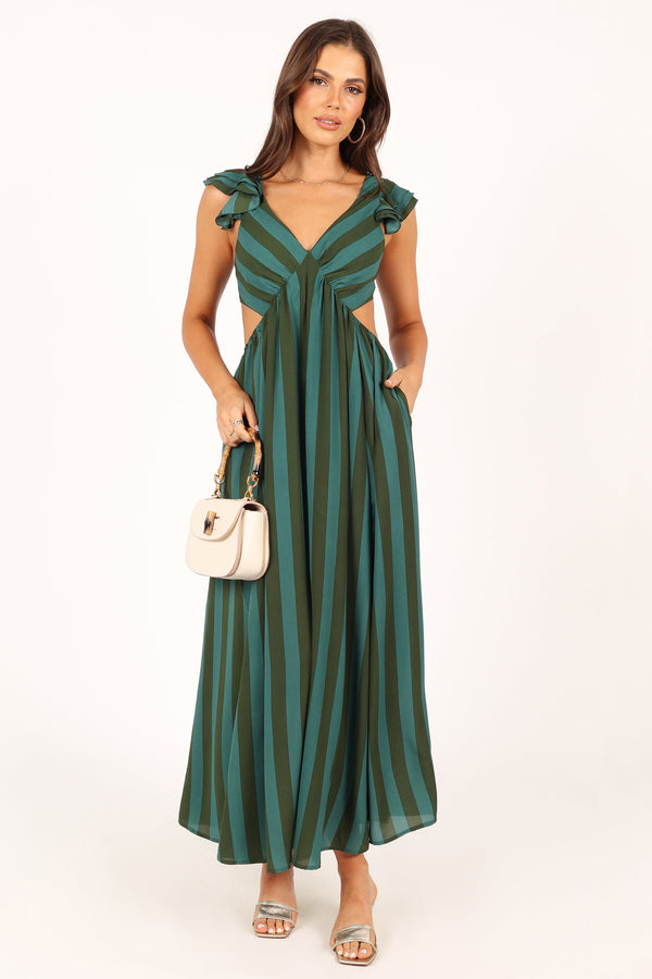 Petal and Pup USA DRESSES Viola Maxi Dress - Green Stripe