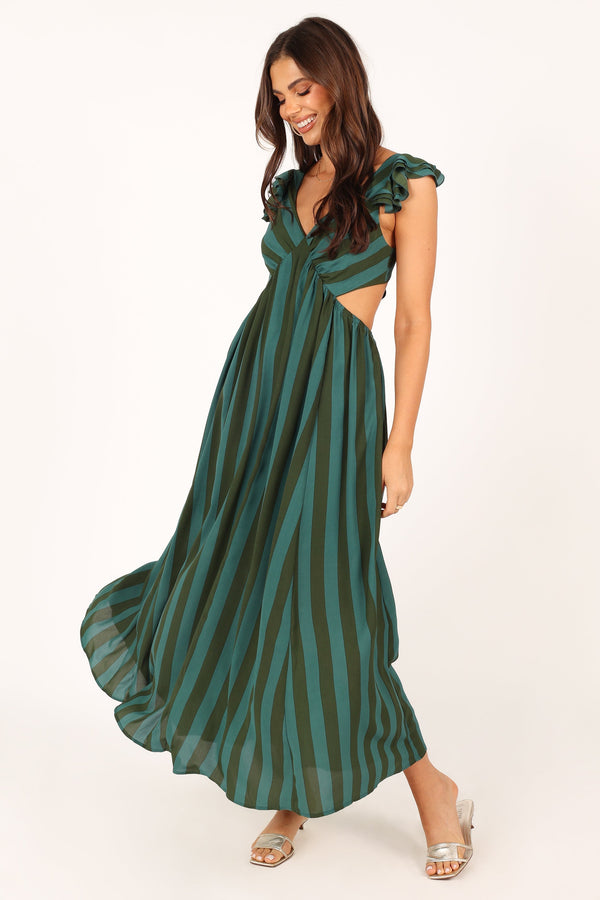 Petal and Pup USA DRESSES Viola Maxi Dress - Green Stripe