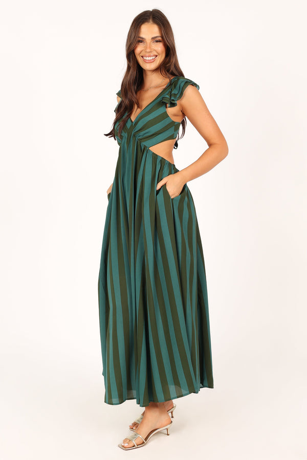 Petal and Pup USA DRESSES Viola Maxi Dress - Green Stripe