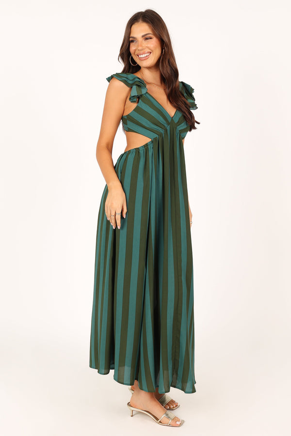 Petal and Pup USA DRESSES Viola Maxi Dress - Green Stripe