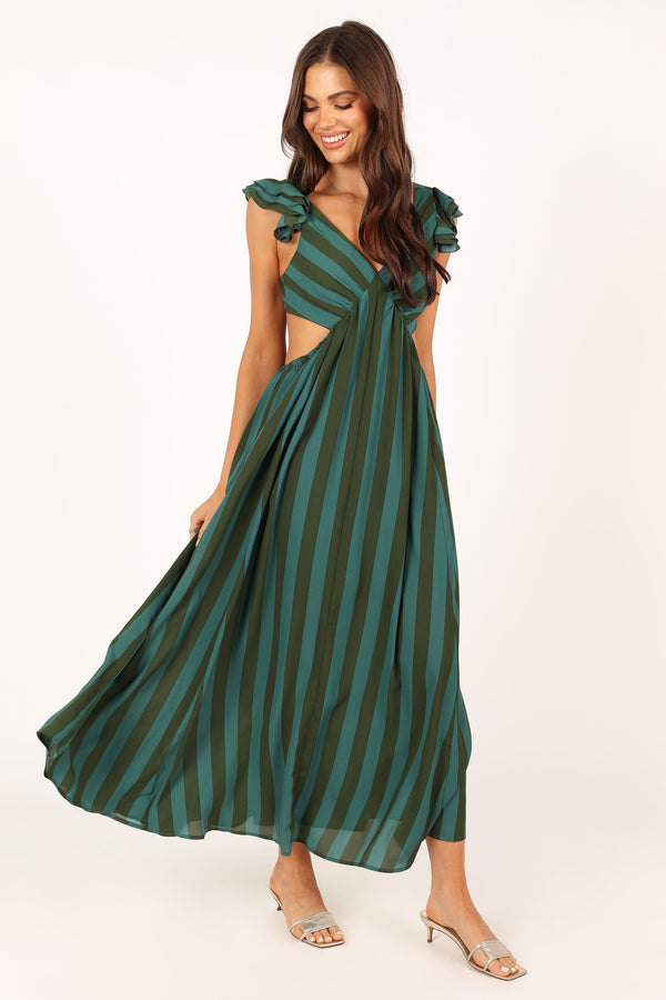 Petal and Pup USA DRESSES Viola Maxi Dress - Green Stripe