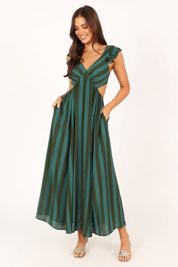 Petal and Pup USA DRESSES Viola Maxi Dress - Green Stripe