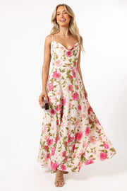 Petal and Pup USA DRESSES Violetta Cowl Neck Maxi Dress - Ivory Pink