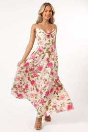 Petal and Pup USA DRESSES Violetta Cowl Neck Maxi Dress - Ivory Pink
