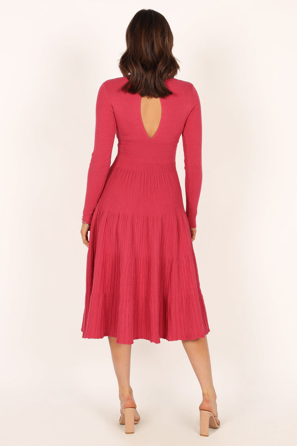 Petal and Pup USA DRESSES Violette Long Sleeve Midi Dress - Berry