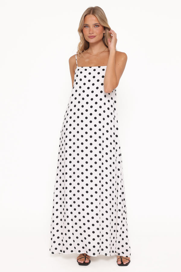 Petal and Pup USA DRESSES Virgo Maxi Dress - White Polka Dot