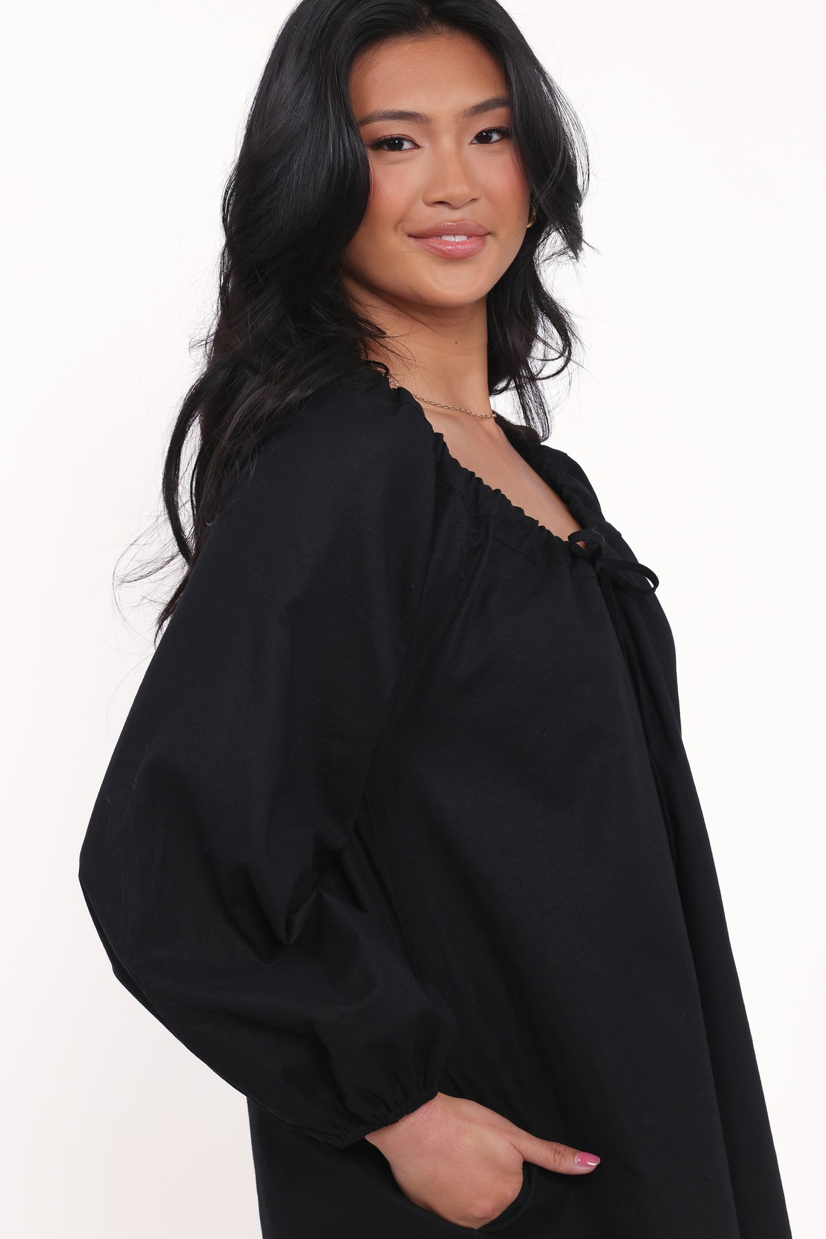 Walker Smock Mini Dress - Black | Petal & Pup USA Walker Smock Mini Dress - Black | Petal & Pup USA