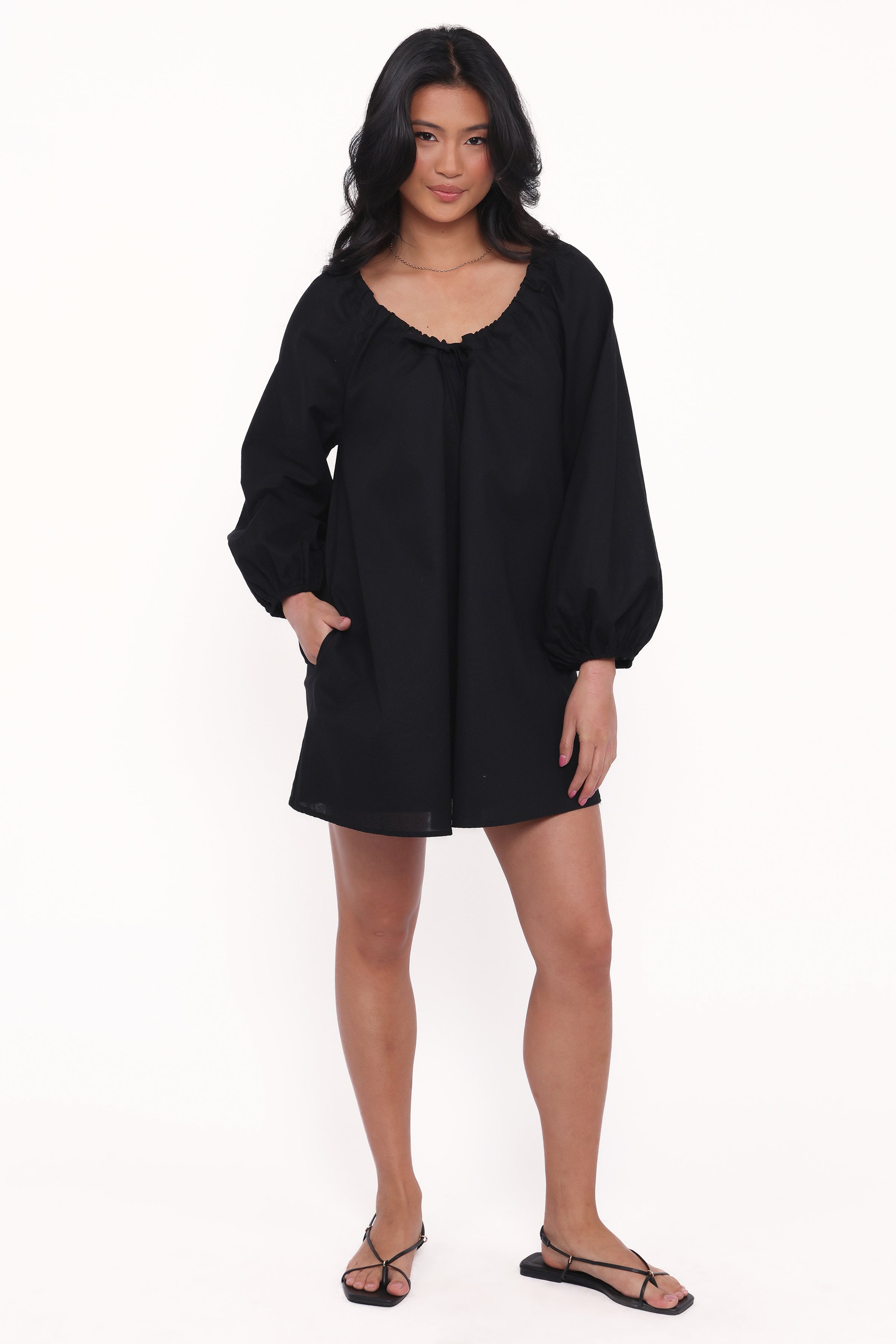 fitted lace wedding dress Walker Smock Mini Dress - Black