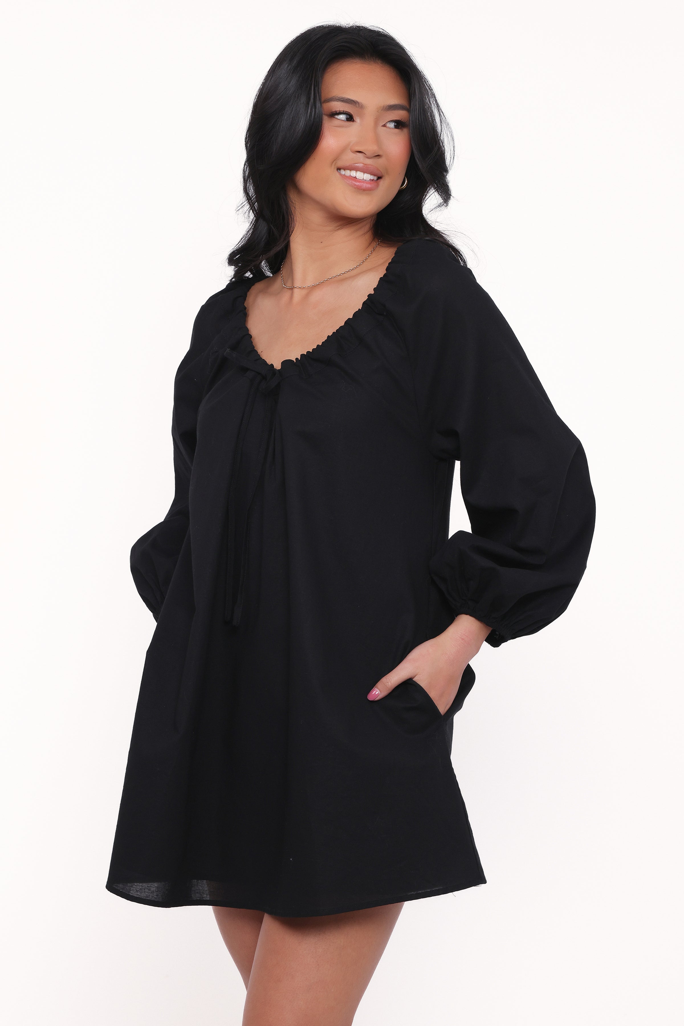 Walker Smock Mini Dress - Black | Petal & Pup USA Walker Smock Mini Dress - Black | Petal & Pup USA