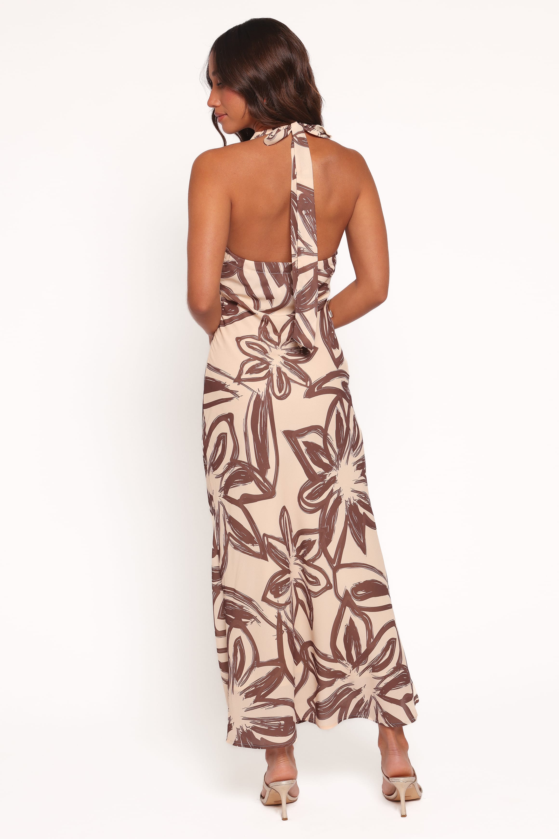 Petal and Pup USA DRESSES Warner Halter Dress - Cream/Brown (Hold for Rack)