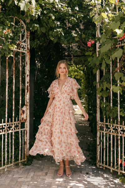 Wendi Ruffle Dress - Dark Peach Floral | Petal & Pup USA Wendi Ruffle Dress - Dark Peach Floral | Petal & Pup USA