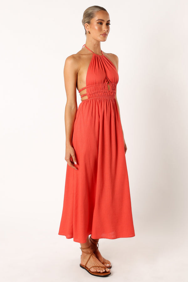 Petal and Pup USA DRESSES Wilder Halterneck Maxi Dress - Coral Red