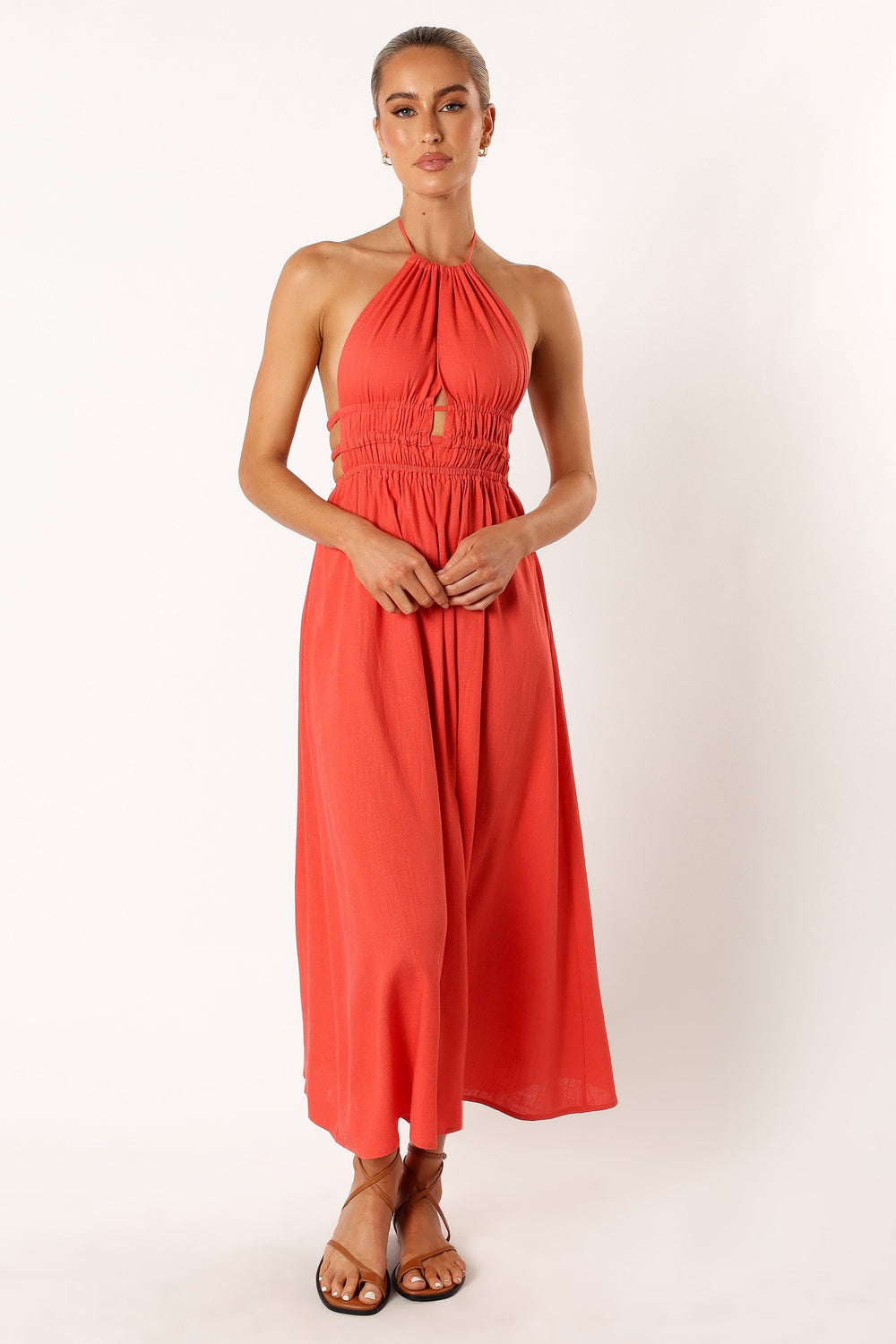 Petal and Pup USA DRESSES Wilder Halterneck Maxi Dress - Coral Red