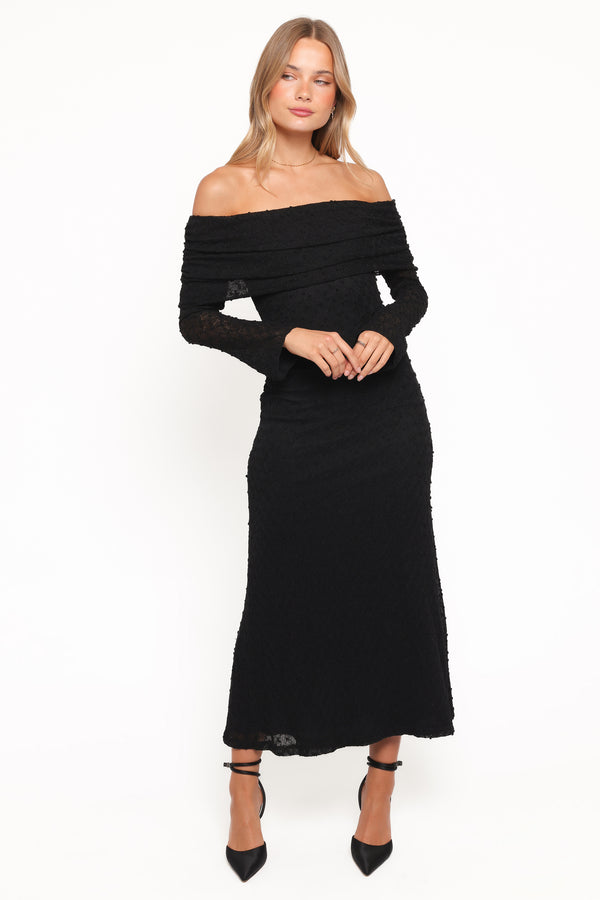 Petal and Pup USA DRESSES Wilma Off Shoulder Dress - Black