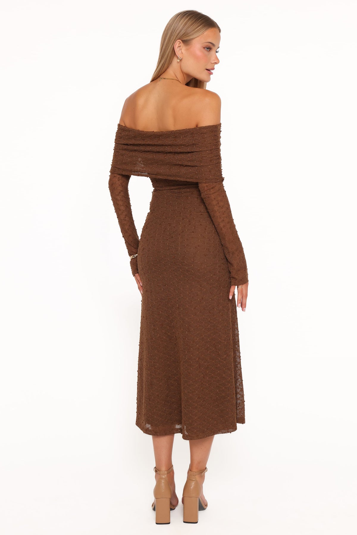 Petal and Pup USA DRESSES Wilma Off Shoulder Dress - Brown