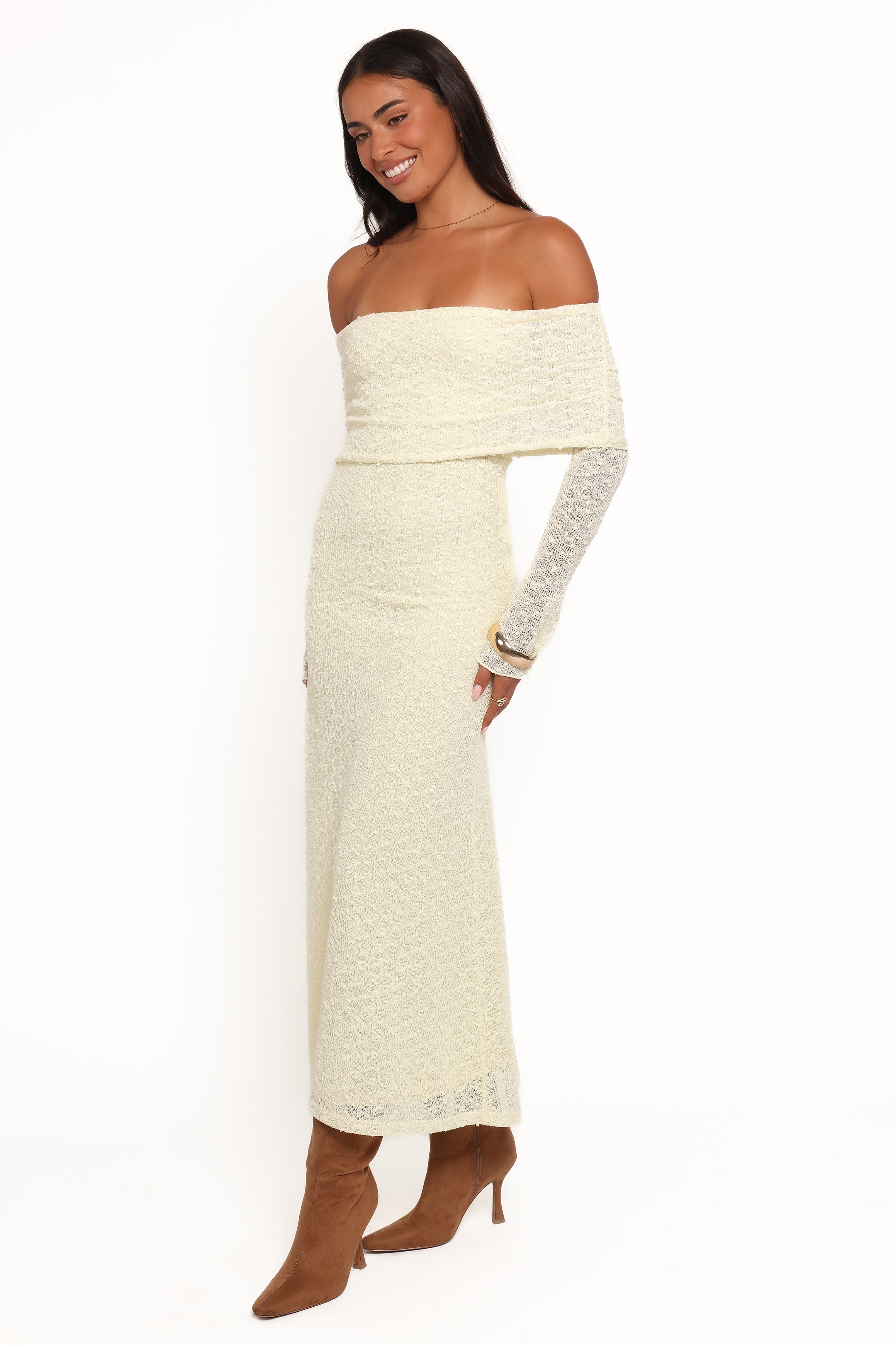 Petal and Pup USA DRESSES Wilma Off Shoulder Dress - Butter Yellow