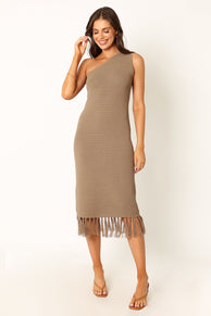 Petal and Pup USA DRESSES Winne One Shoulder Knit Dress - Olive