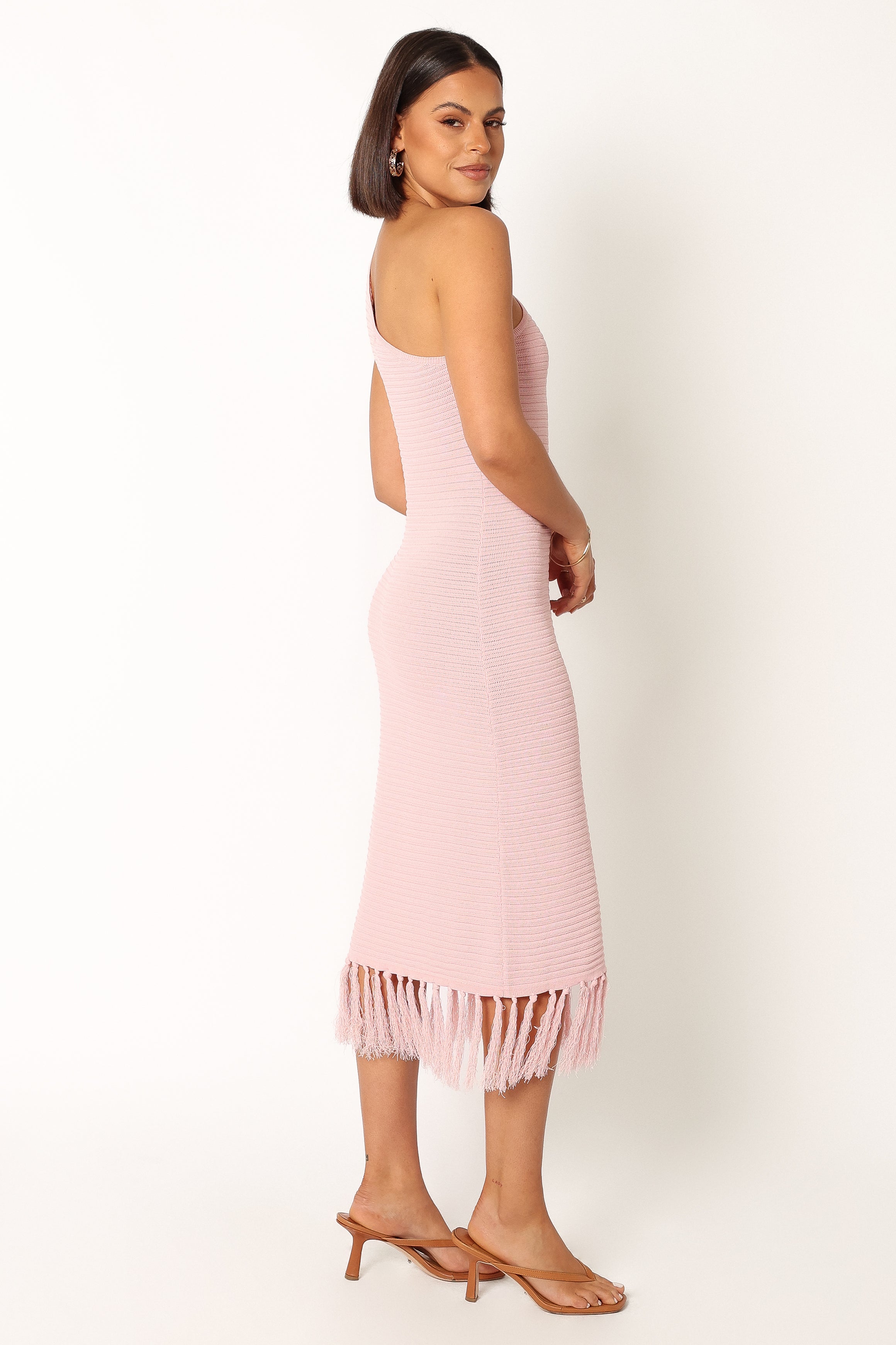 Petal and Pup USA DRESSES Winne One Shoulder Knit Dress - Pink
