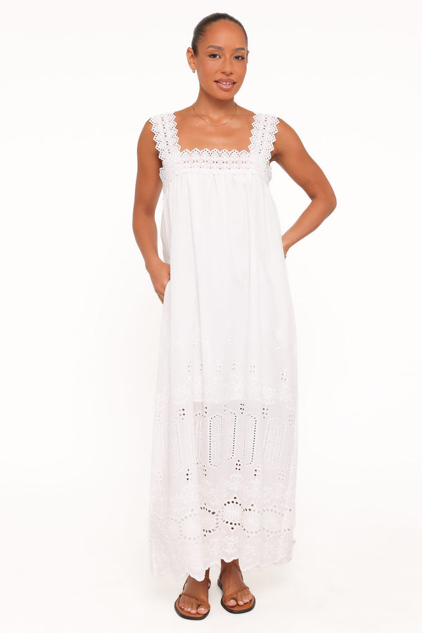 Petal and Pup USA DRESSES Winora Midi Dress - White Broderie
