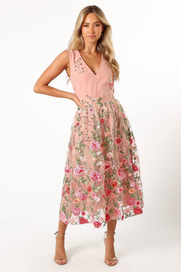 Petal and Pup USA DRESSES Wonderland Midi Dress - Pink Floral