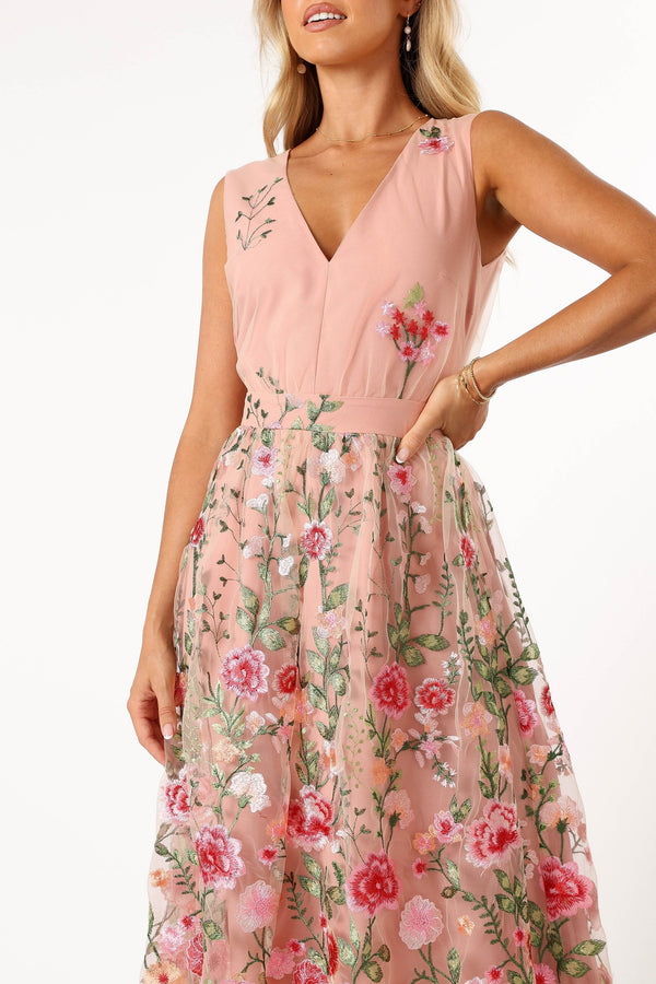 Petal and Pup USA DRESSES Wonderland Midi Dress - Pink Floral