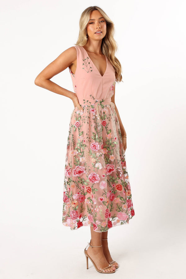 Petal and Pup USA DRESSES Wonderland Midi Dress - Pink Floral