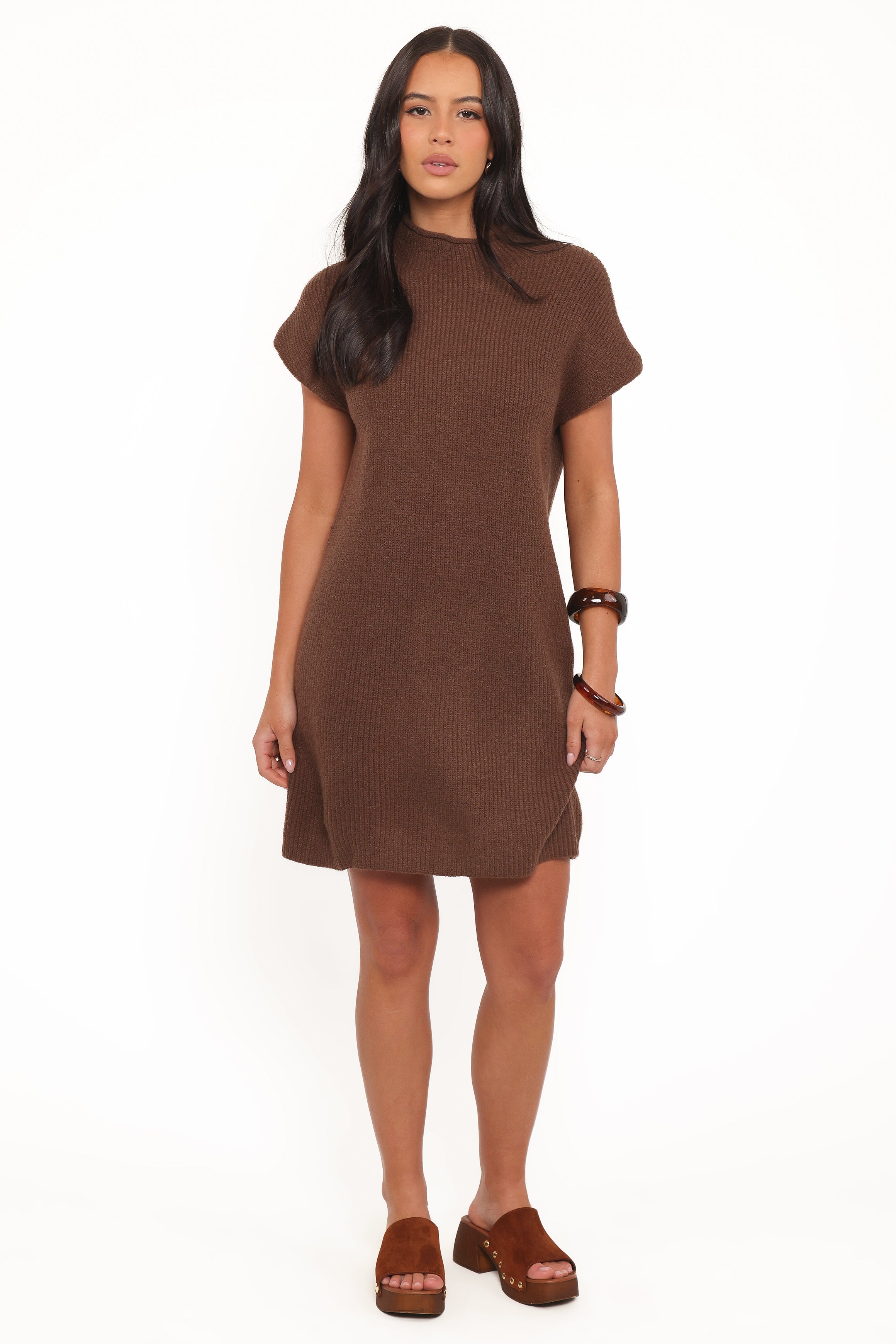 Petal and Pup USA DRESSES Wright Knit Mini Dress - Chocolate Brown