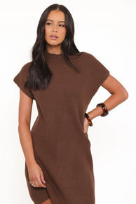 Petal and Pup USA DRESSES Wright Knit Mini Dress - Chocolate Brown