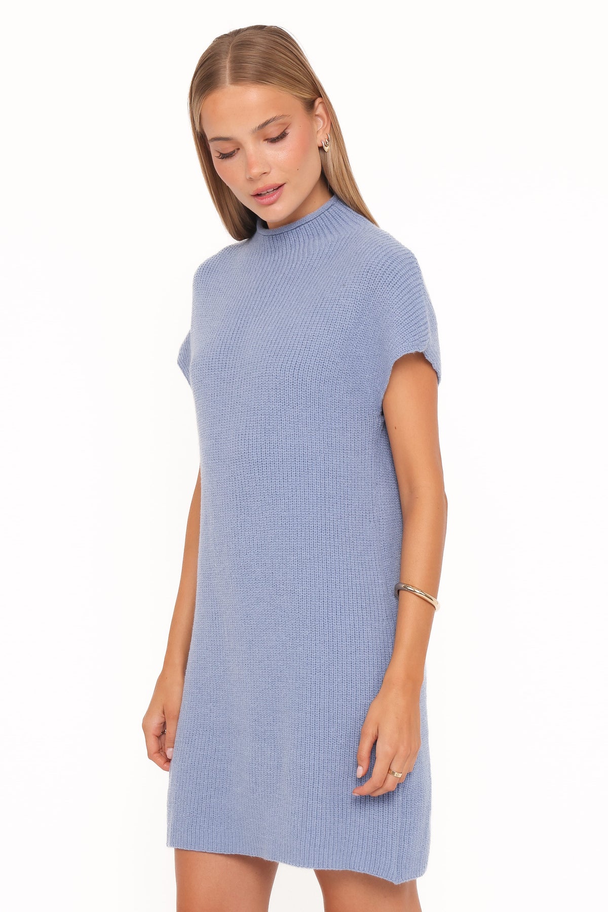 Petal and Pup USA DRESSES Wright Knit Mini Dress - Dusty Blue