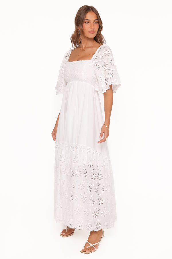 Petal and Pup USA DRESSES Xana Maxi Dress - White Broderie