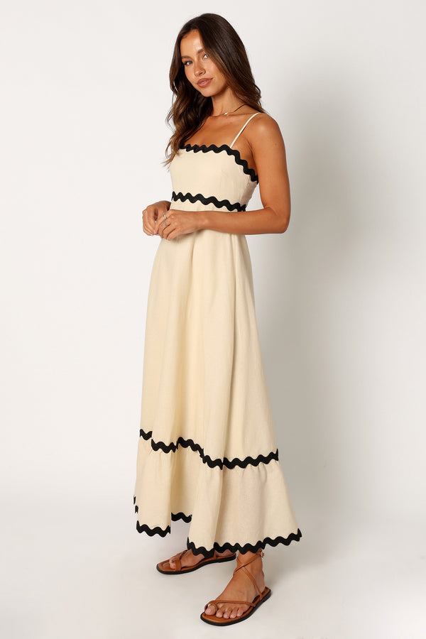 Petal and Pup USA DRESSES Yana Maxi Dress - Cream Black