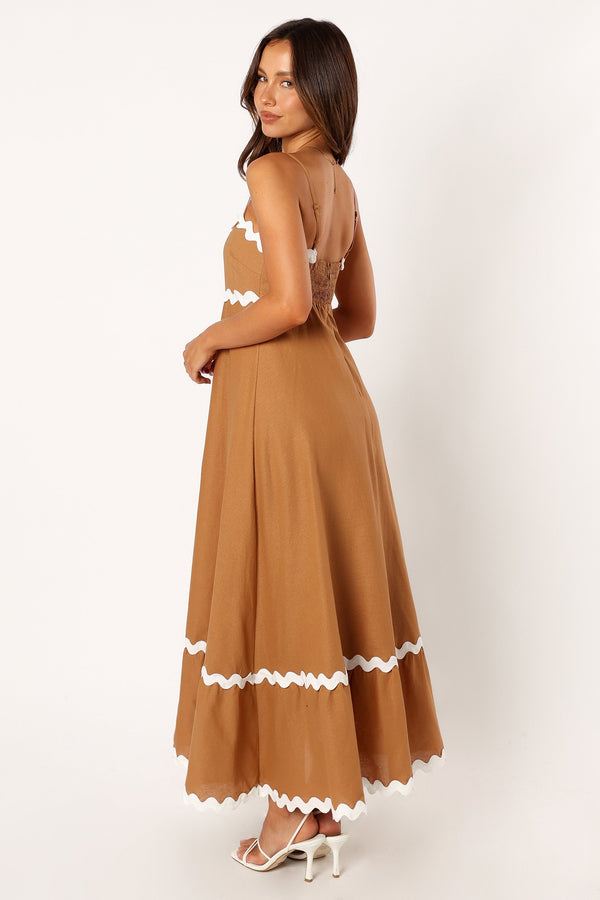 Petal and Pup USA DRESSES Yana Maxi Dress - Tan White