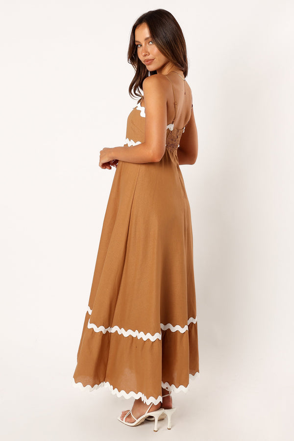 Petal and Pup USA DRESSES Yana Maxi Dress - Tan White