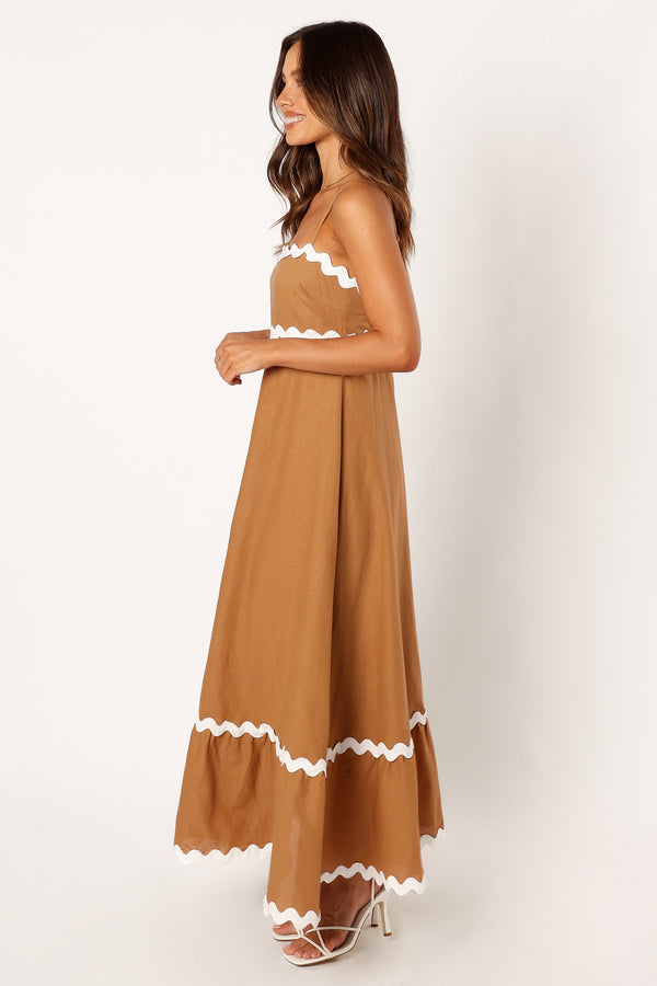 Petal and Pup USA DRESSES Yana Maxi Dress - Tan White