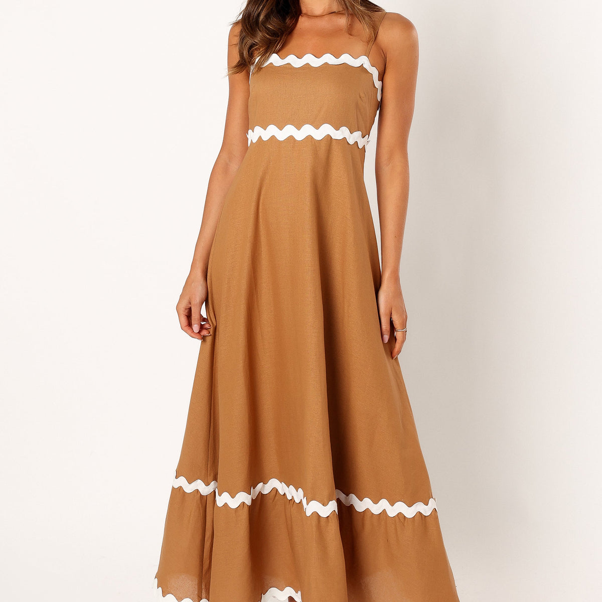 Petal and Pup Women's Yana Maxi Dress - Tan White Petal and Pup Women's Yana Maxi Dress - Tan White