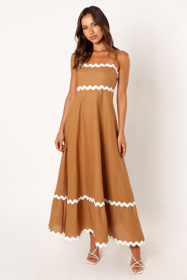 Petal and Pup USA DRESSES Yana Maxi Dress - Tan White