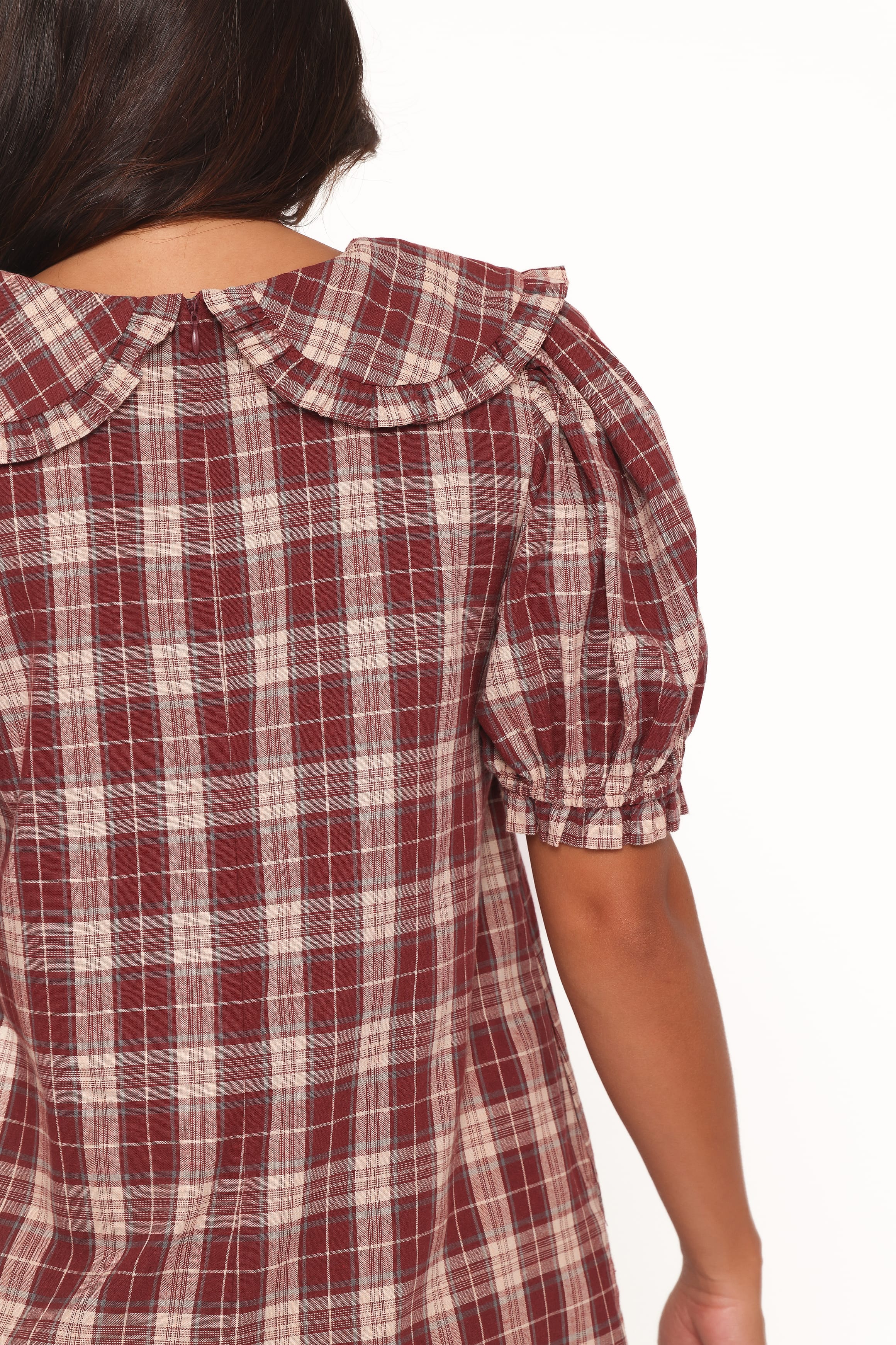 Petal and Pup USA DRESSES Yaris Mini Dress - Burgundy Plaid